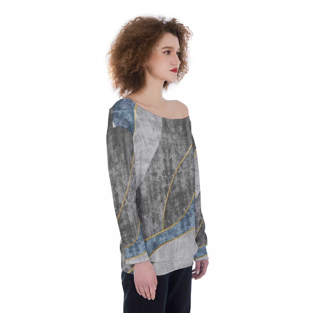 All-Over Print Oversized Women's Off-Shoulder Sweatshirt
