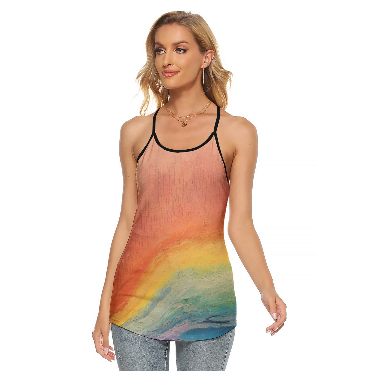 All-Over Print Women's Criss-Cross Open Back Tank Top