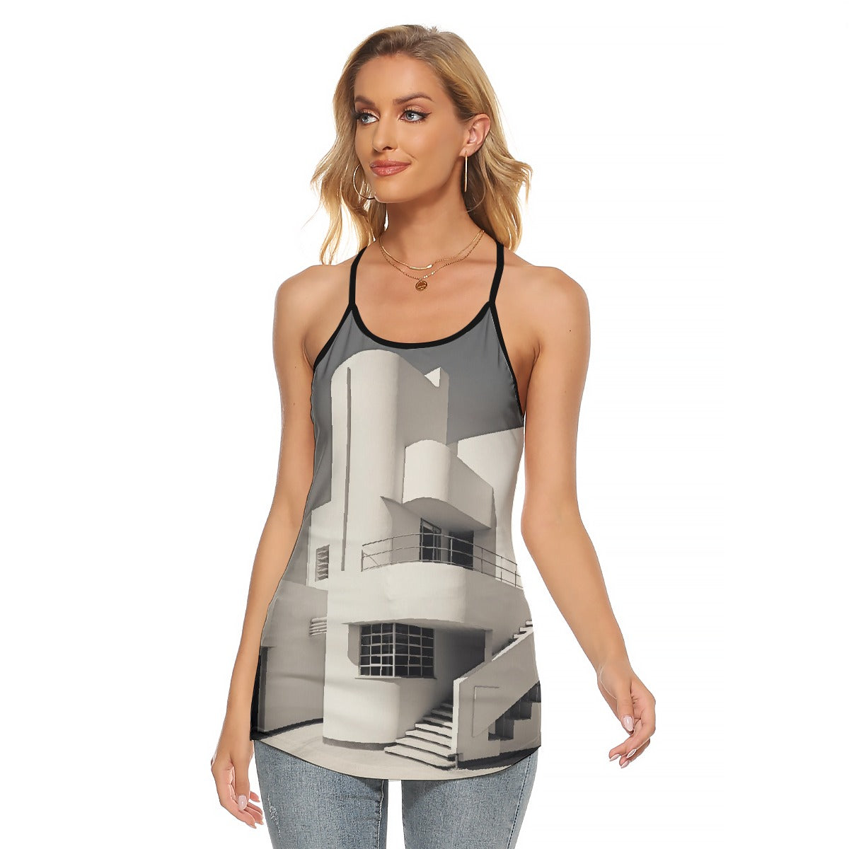 All-Over Print Women's Criss-Cross Open Back Tank Top