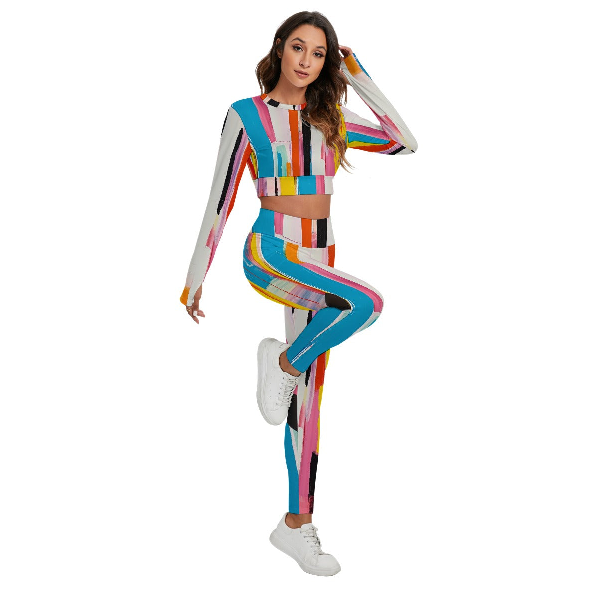 All-Over Print Women's Sport Set With Backless Top And Leggings
