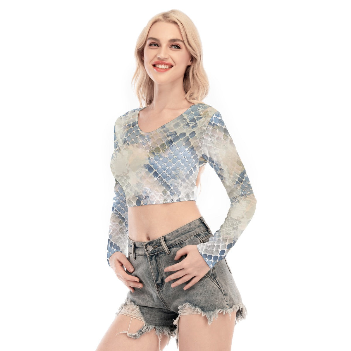 All-Over Print Women's Back Hollow T-shirt With Strap