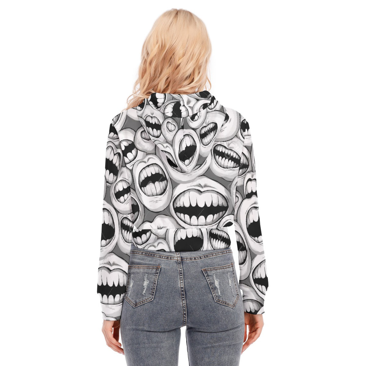 All-Over Print Women's Crop Top Hoodie With Zipper Closure
