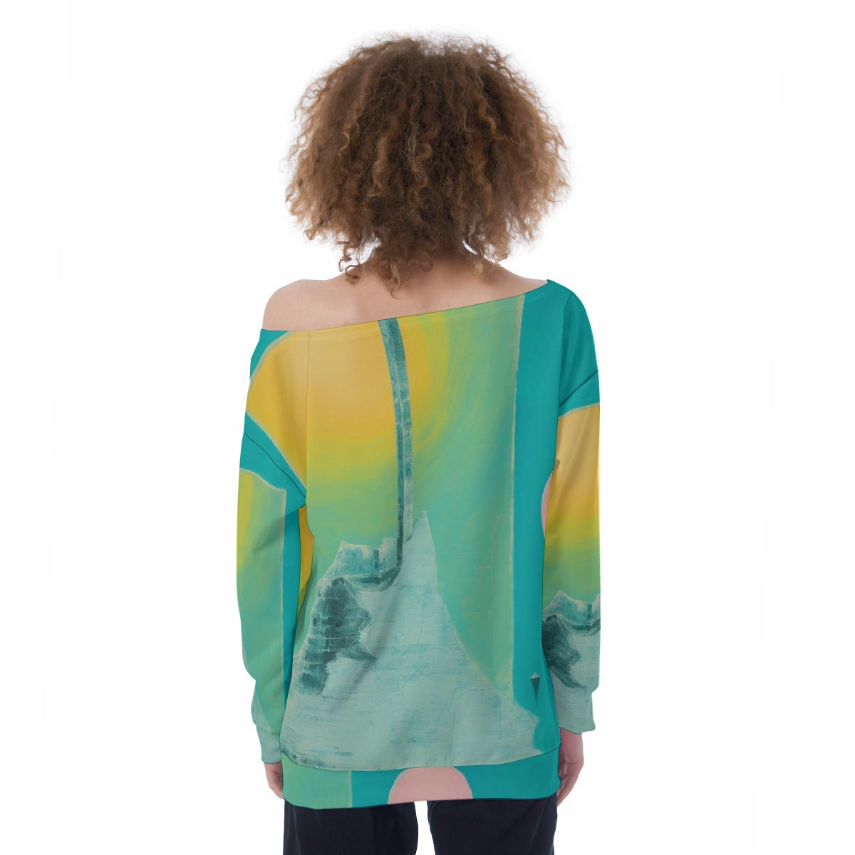 All-Over Print Oversized Women's Off-Shoulder Sweatshirt