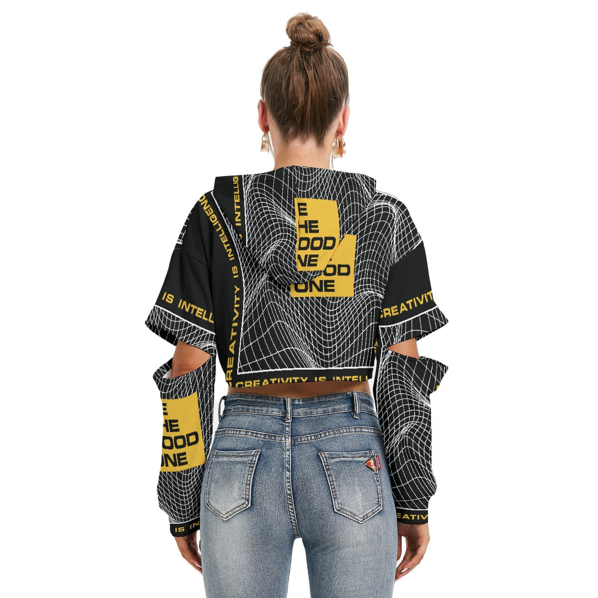 All-Over Print Women's Heavy Fleece Hoodie With Hollow Out Sleeve