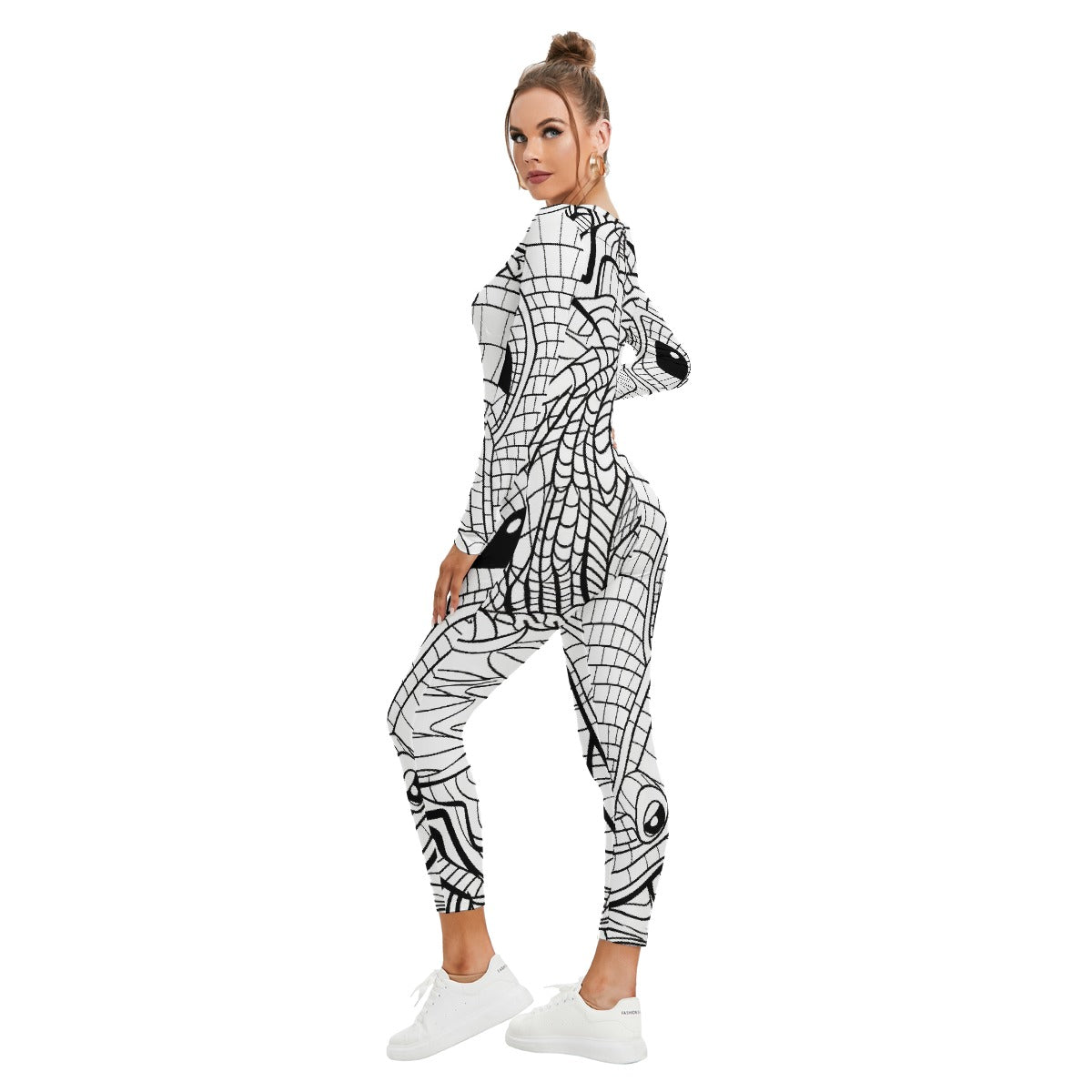 All-Over Print Women's Plunging Neck Jumpsuit