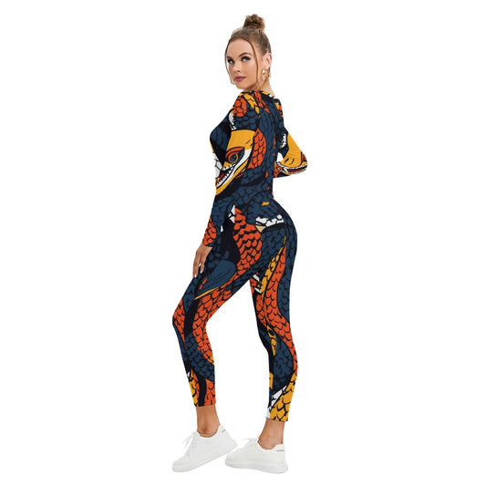 All-Over Print Women's Plunging Neck Jumpsuit