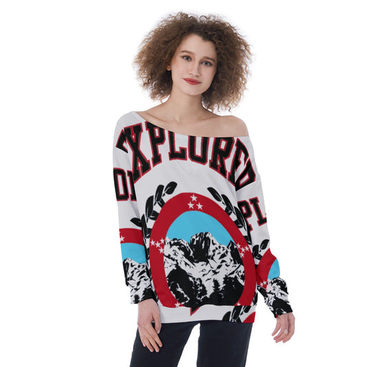 All-Over Print Oversized Women's Off-Shoulder Sweatshirt