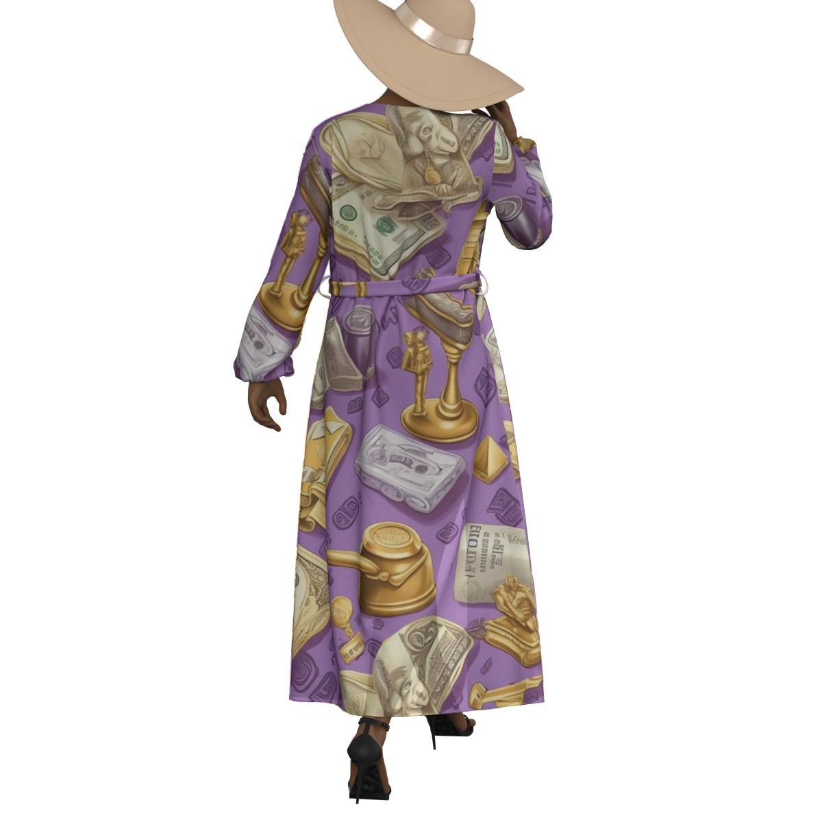 All-Over Print Women's Lace-up Chiffon Robe