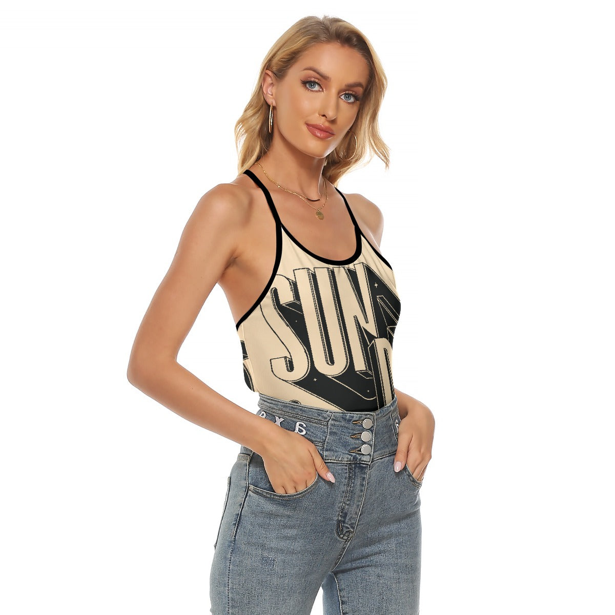 All-Over Print Women's Criss-Cross Open Back Tank Top