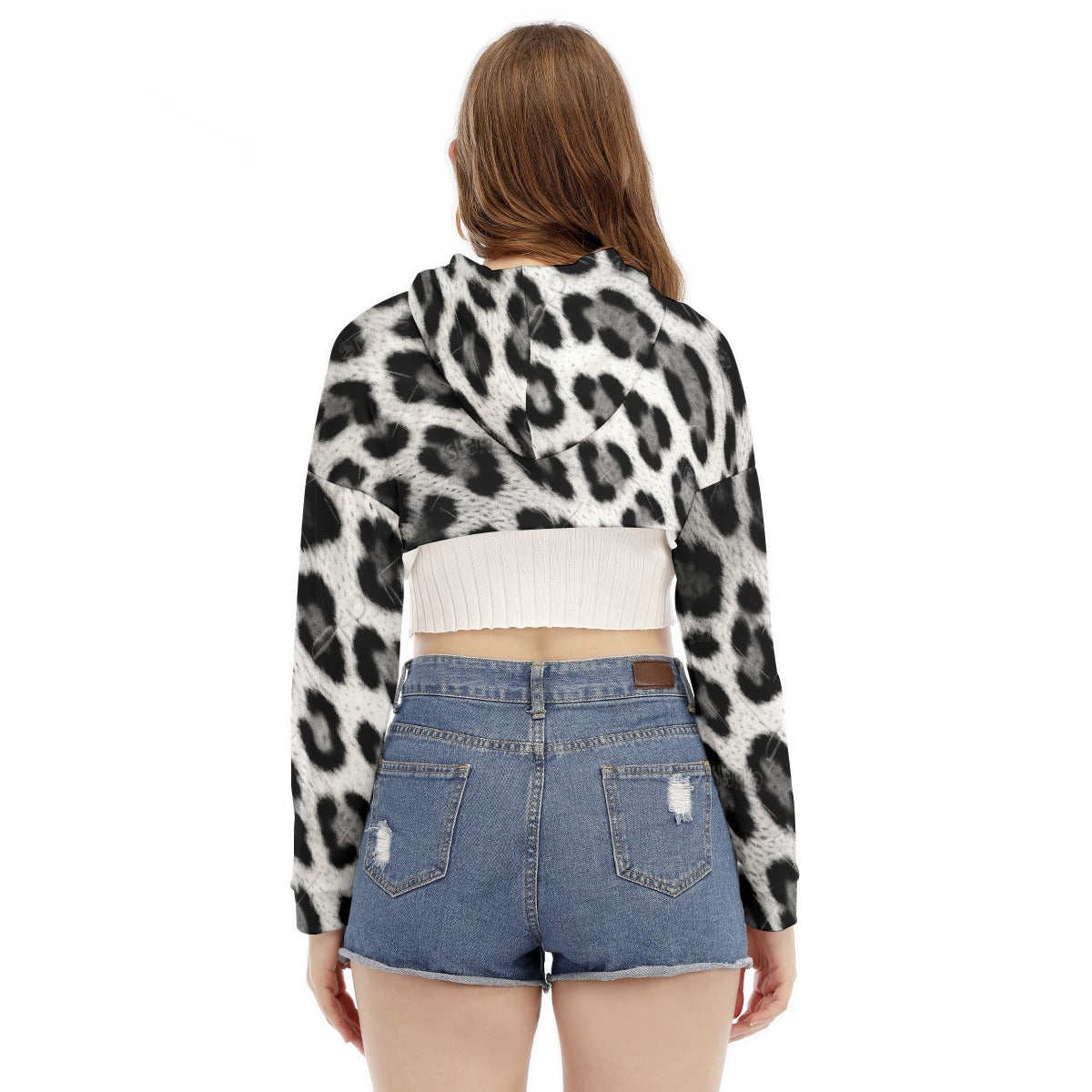 All-Over Print Women's Smock Short Hoodie With Long Sleeve