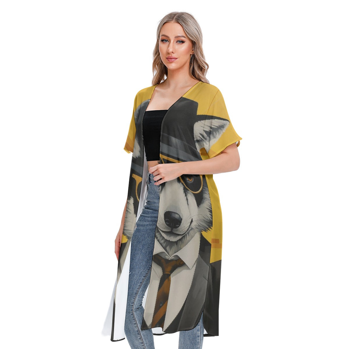 All-Over Print Women's Short Sleeve Cardigan