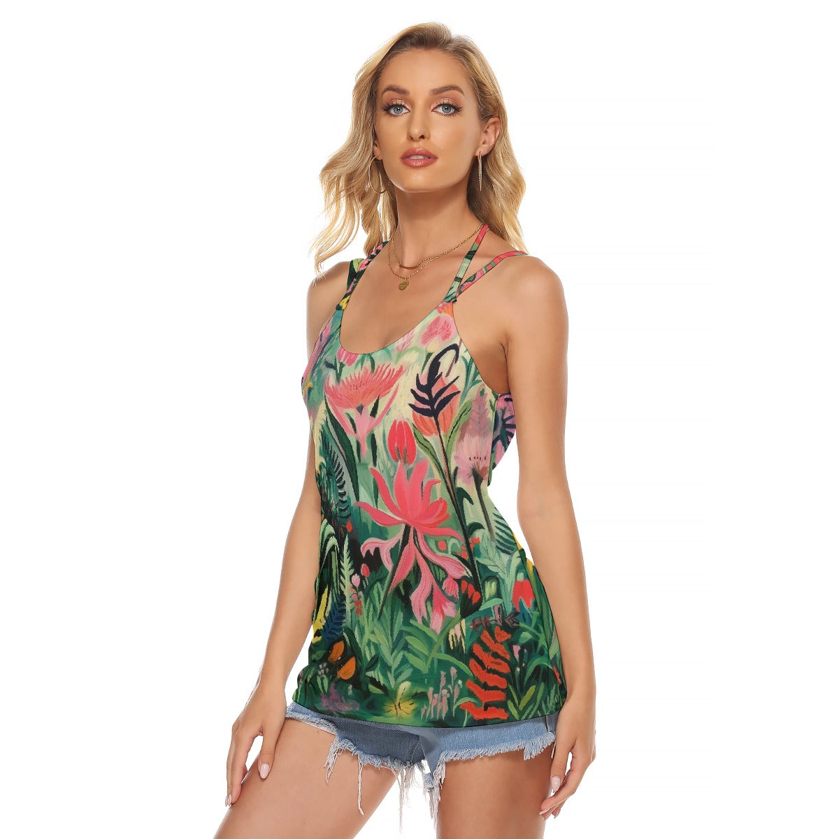 All-Over Print Women's Halter Top With Backless