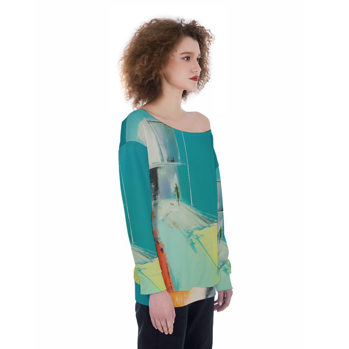 All-Over Print Oversized Women's Off-Shoulder Sweatshirt