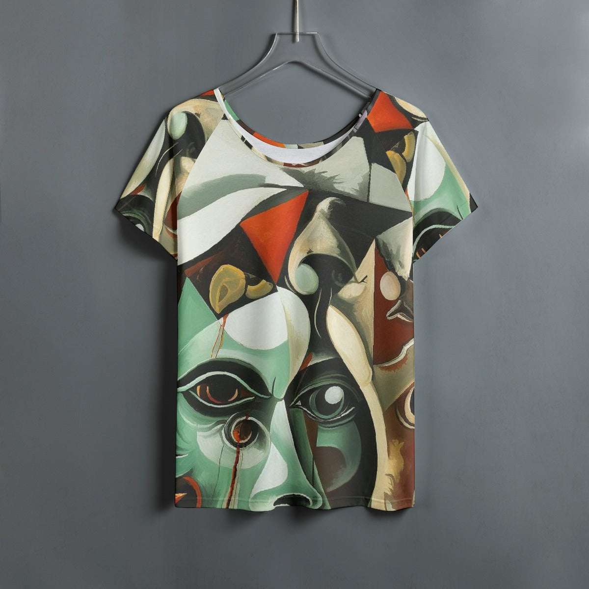 All-Over Print Women's Round Neck T-shirt With Raglan Sleeve