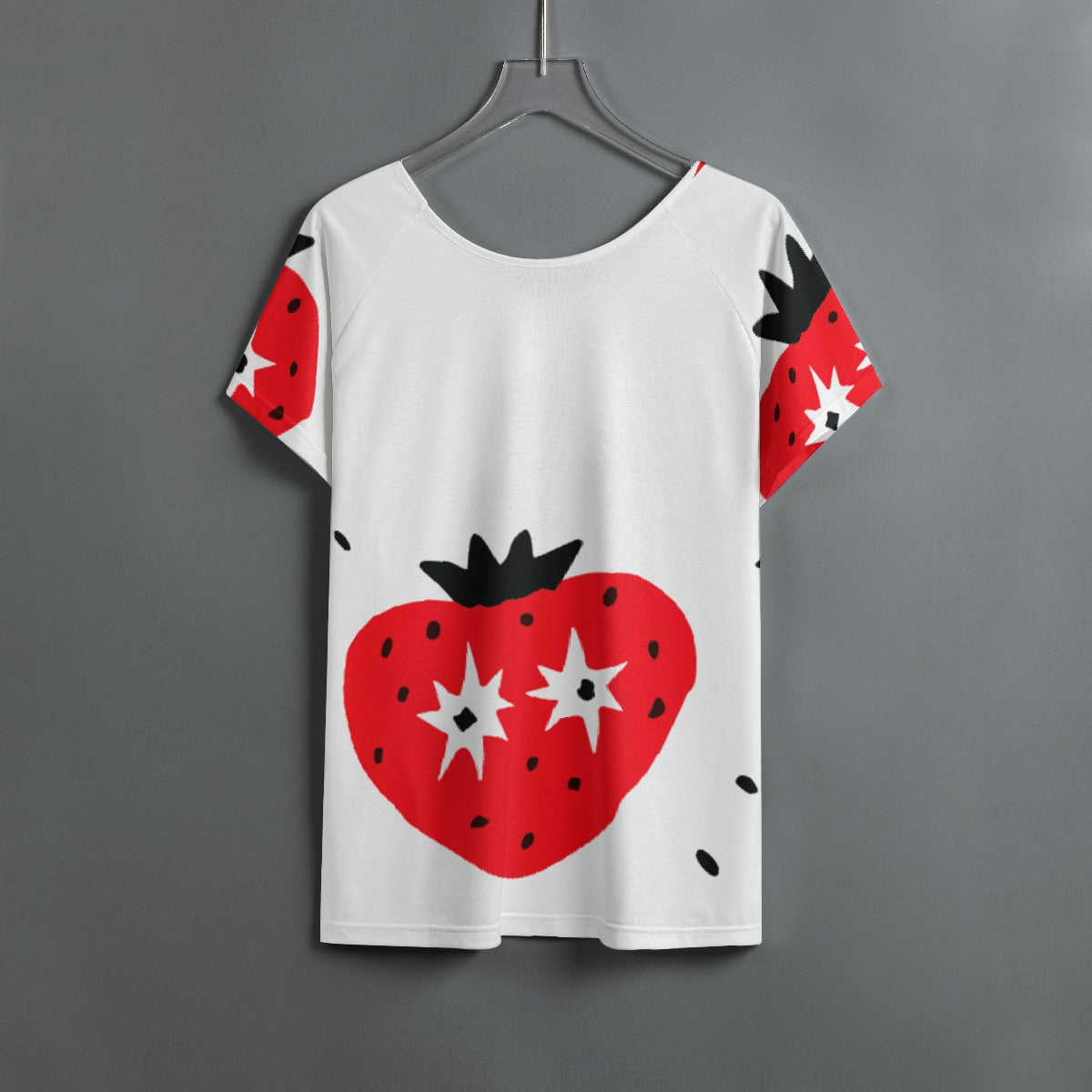 All-Over Print Women's Round Neck T-shirt With Raglan Sleeve