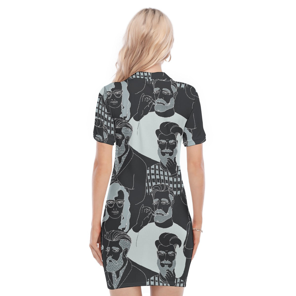 All-Over Print Women's Polo Collar Dress
