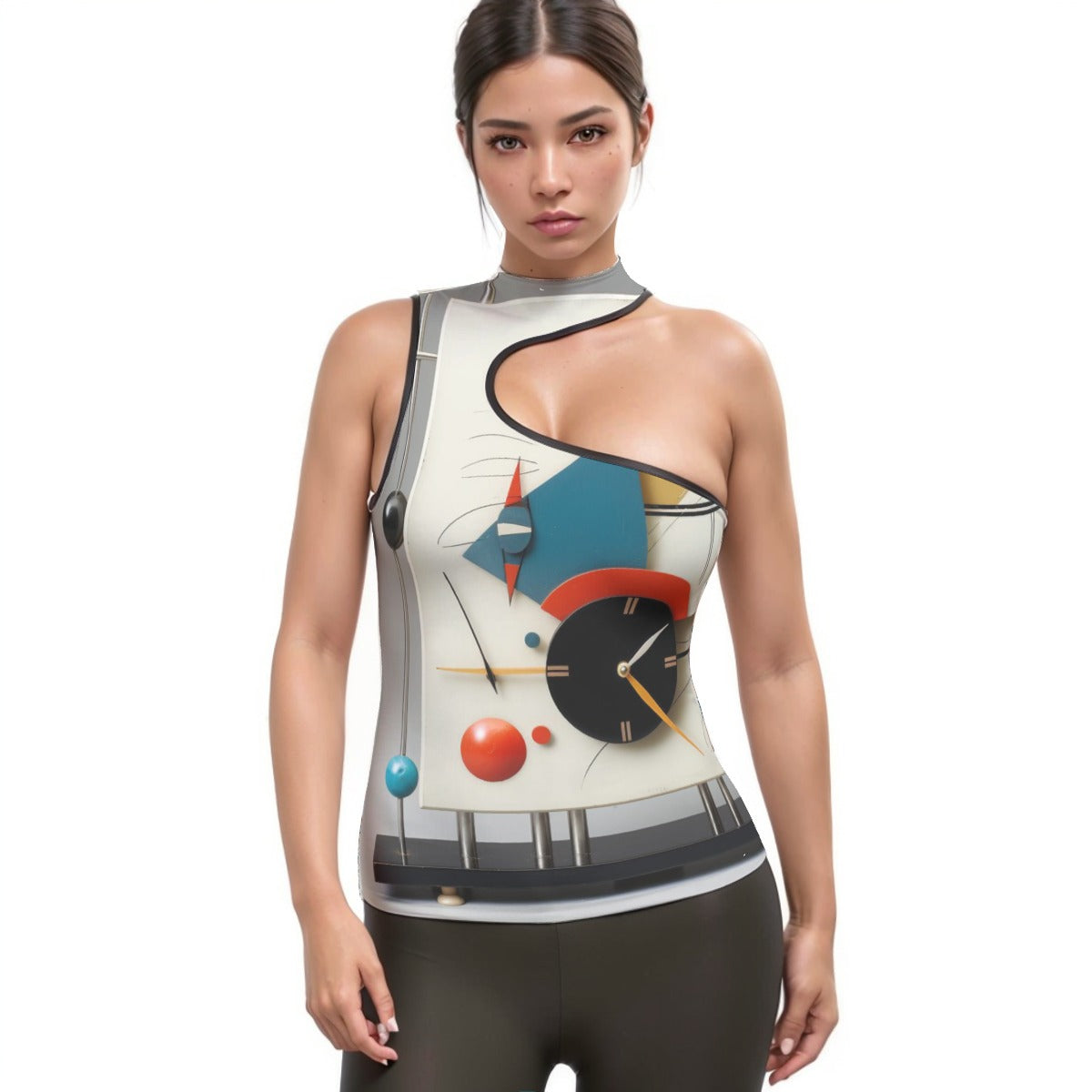 All-Over Print Women's Halter Sleeveless Asymmetrical Tank Top