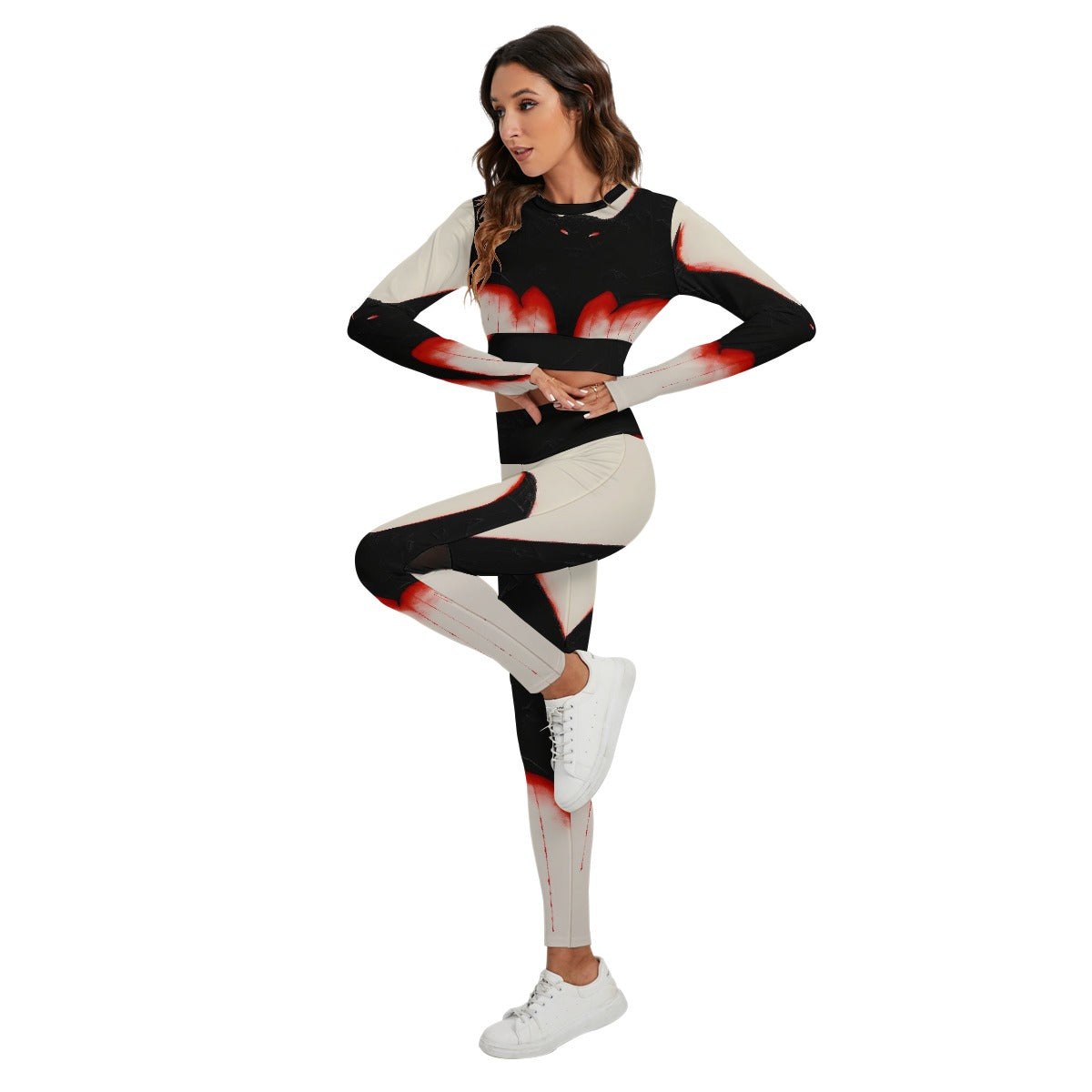All-Over Print Women's Sport Set With Backless Top And Leggings