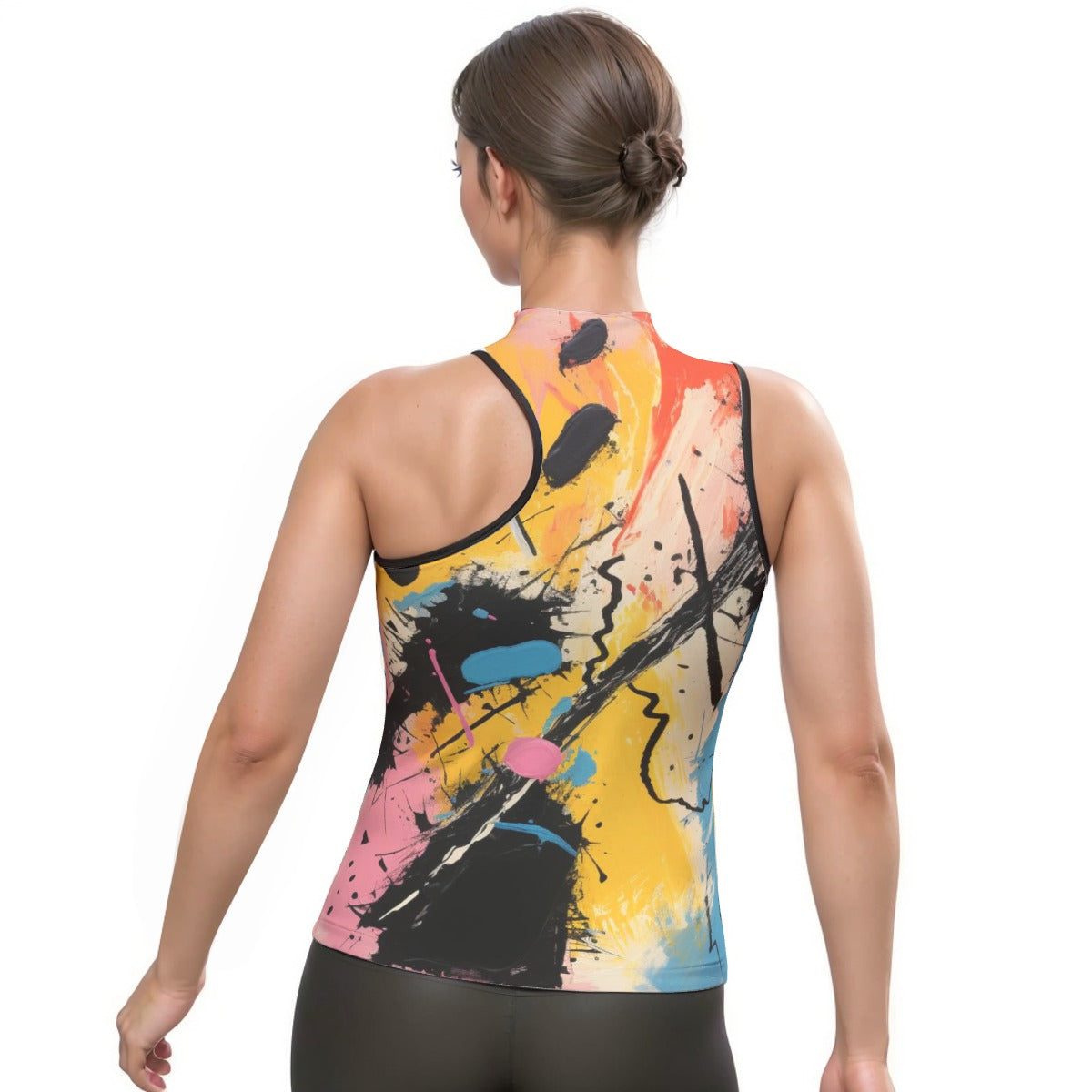 All-Over Print Women's Halter Sleeveless Asymmetrical Tank Top
