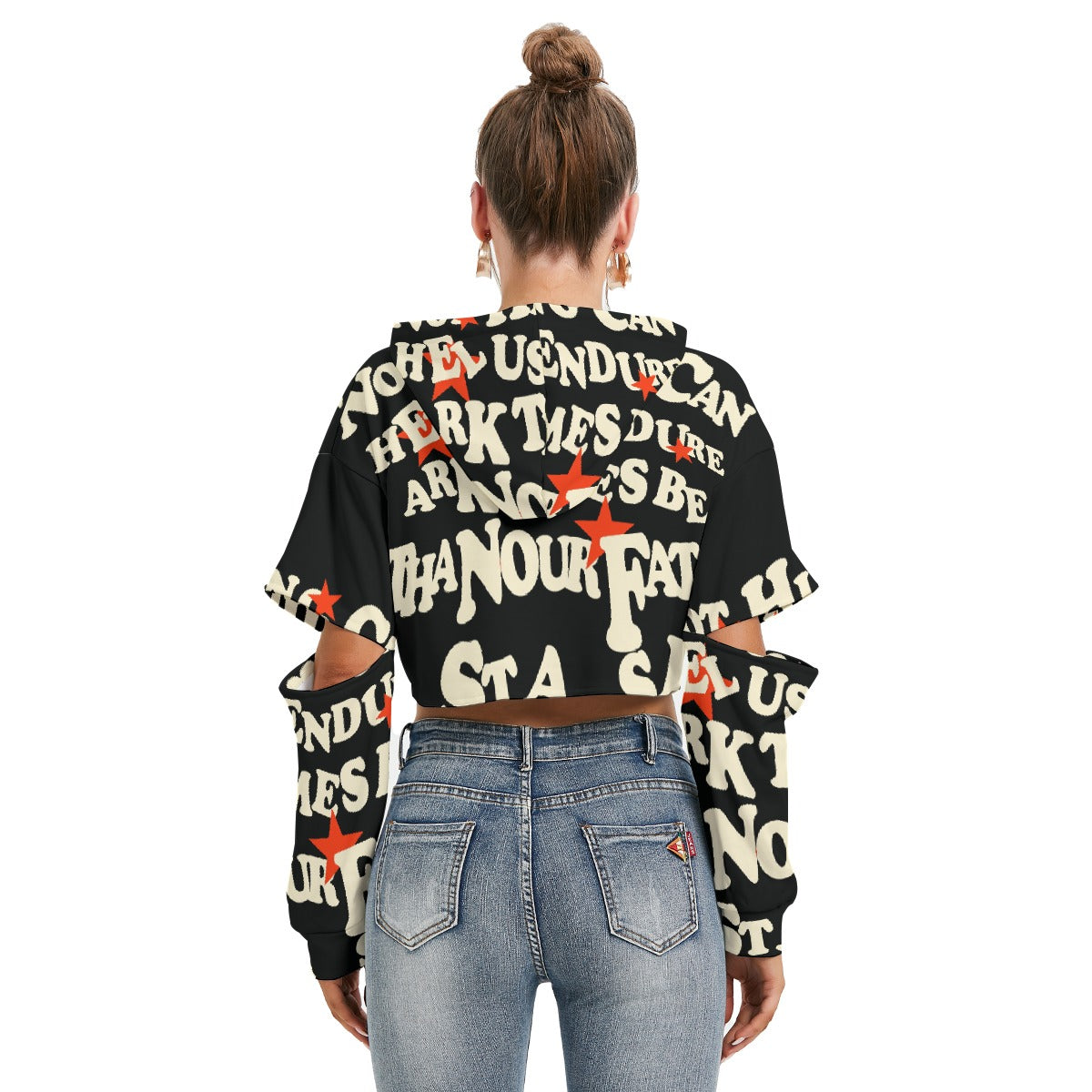 All-Over Print Women's Heavy Fleece Hoodie With Hollow Out Sleeve