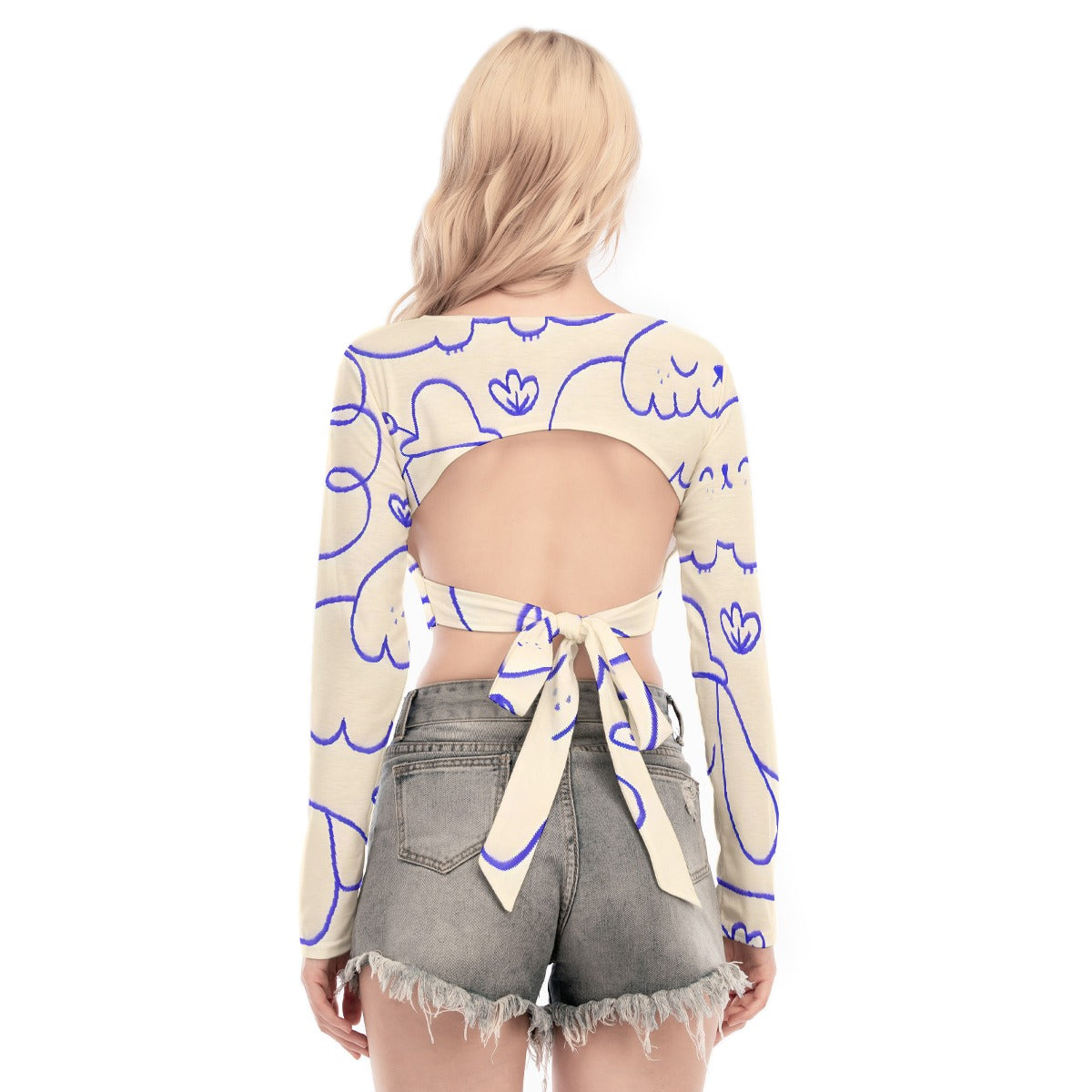 All-Over Print Women's Back Hollow T-shirt With Strap