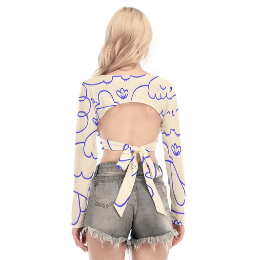 All-Over Print Women's Back Hollow T-shirt With Strap