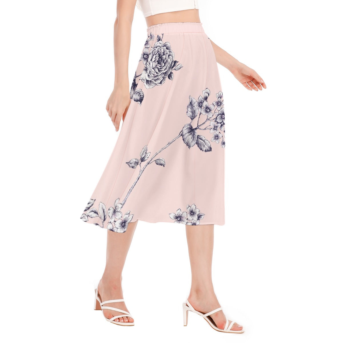 All-Over Print Women's Long Section Chiffon Skirt