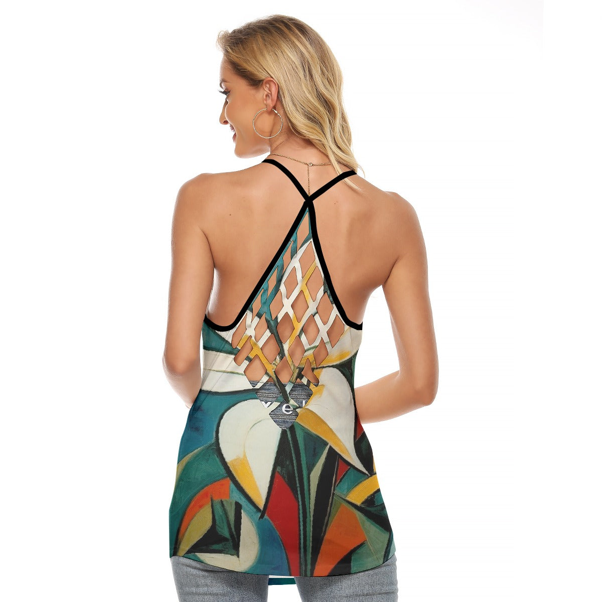 All-Over Print Women's Criss-Cross Open Back Tank Top