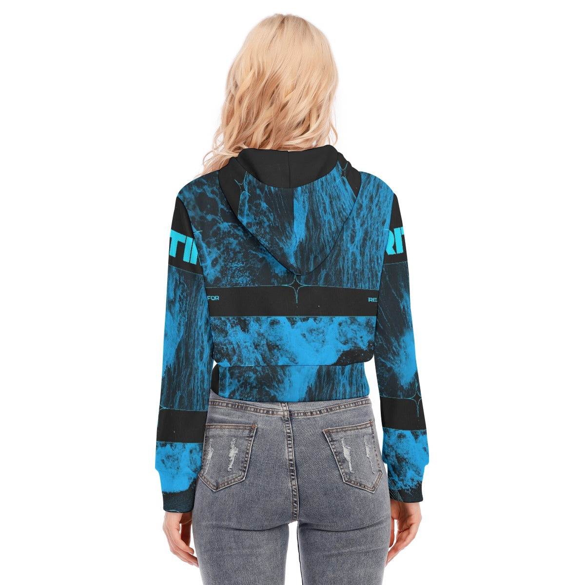 All-Over Print Women's Crop Top Hoodie With Zipper Closure