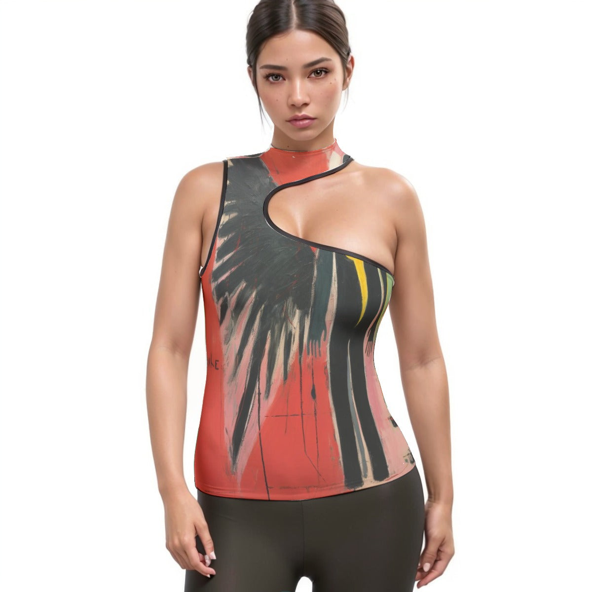 All-Over Print Women's Halter Sleeveless Asymmetrical Tank Top
