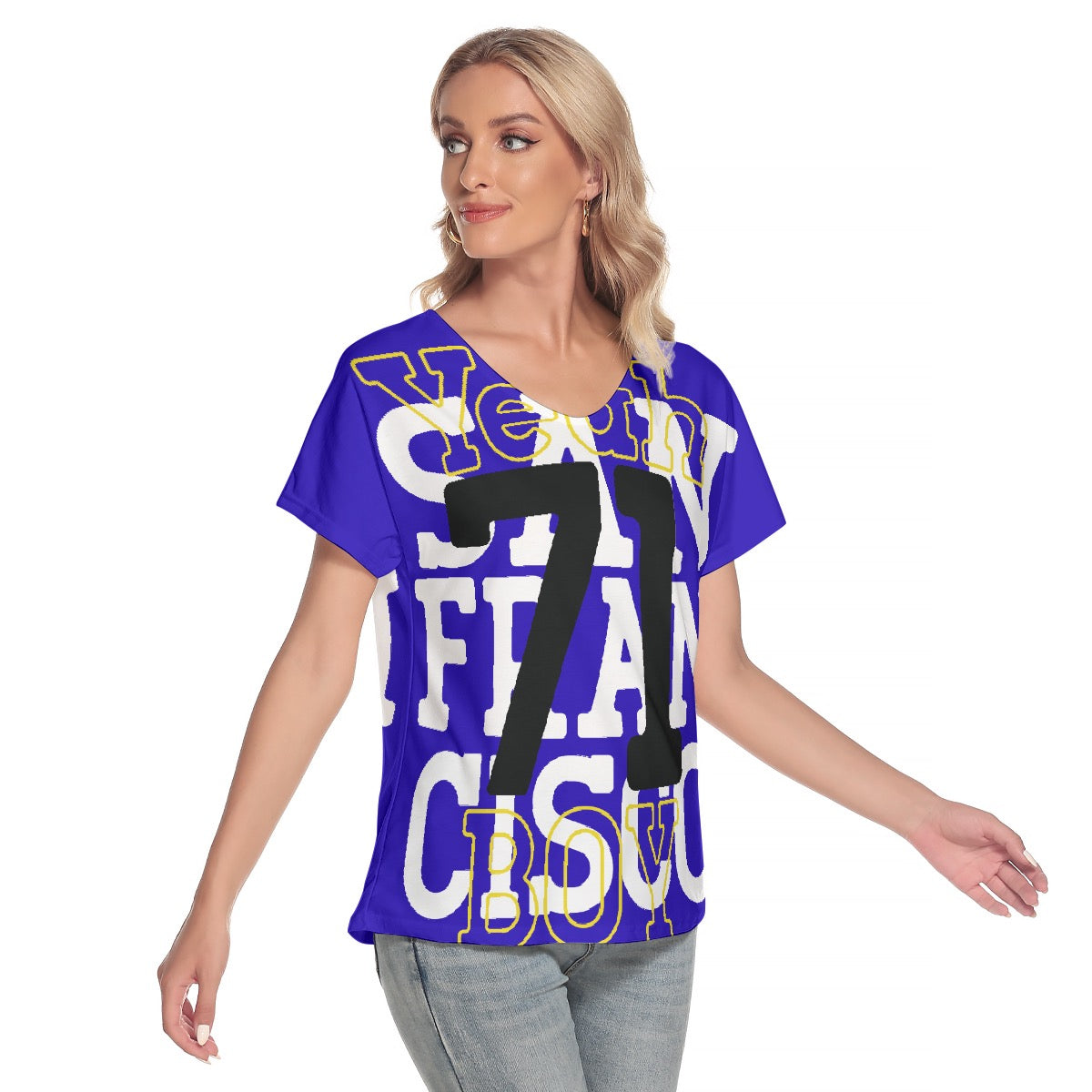 All-Over Print Women's Loose V-neck Short Sleeve T-shirt