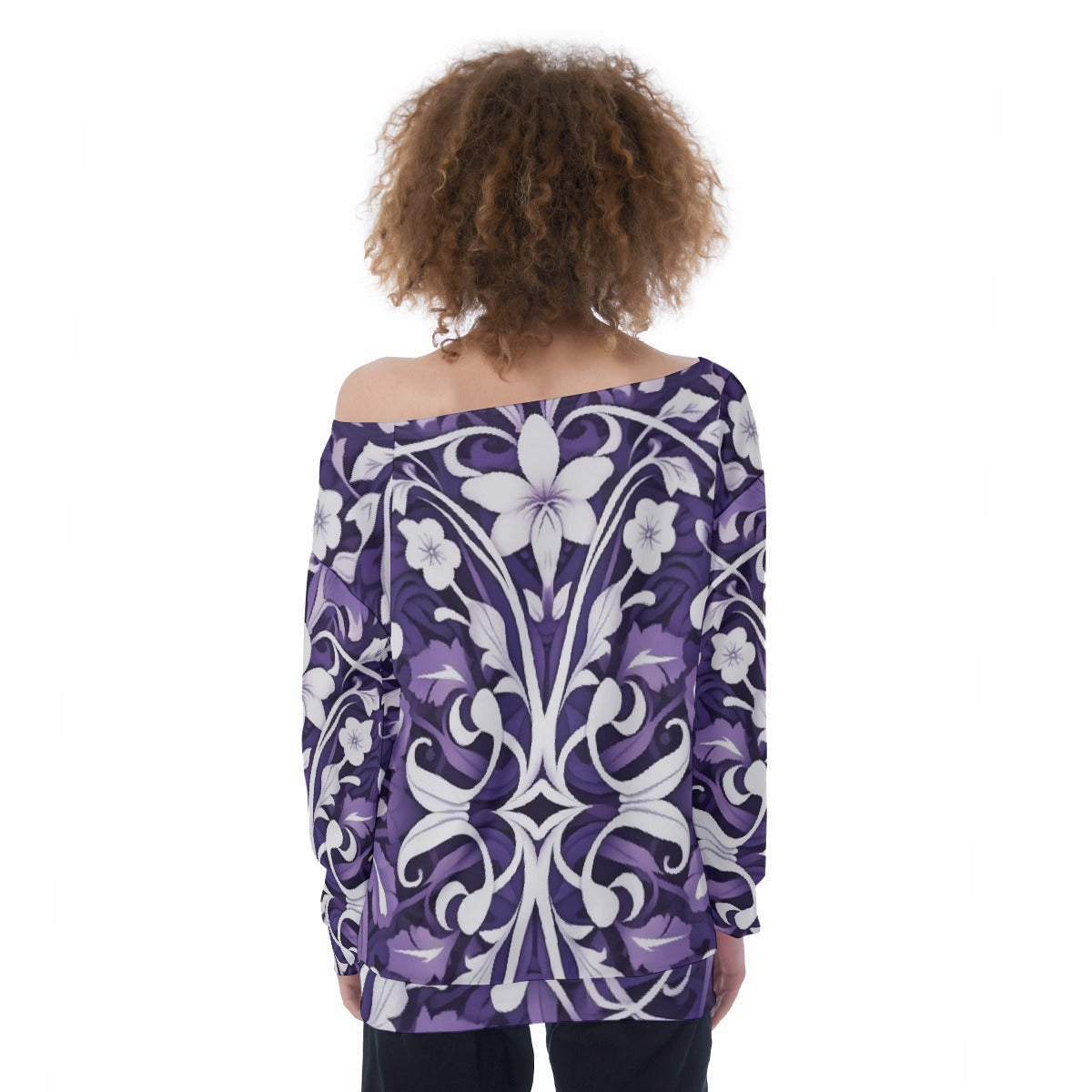All-Over Print Oversized Women's Off-Shoulder Sweatshirt