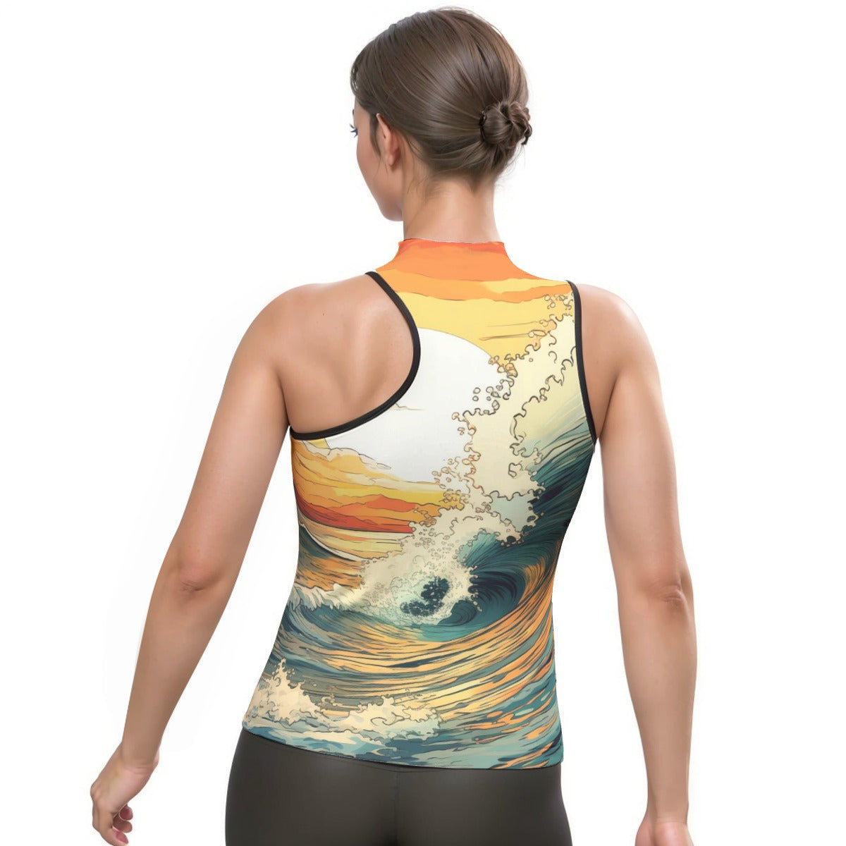All-Over Print Women's Halter Sleeveless Asymmetrical Tank Top