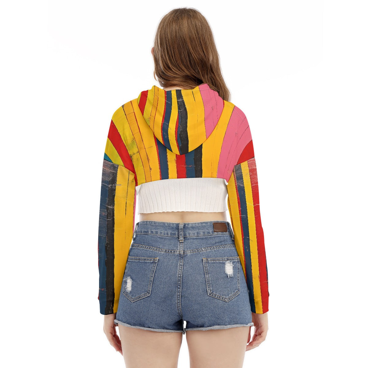 All-Over Print Women's Smock Short Hoodie With Long Sleeve