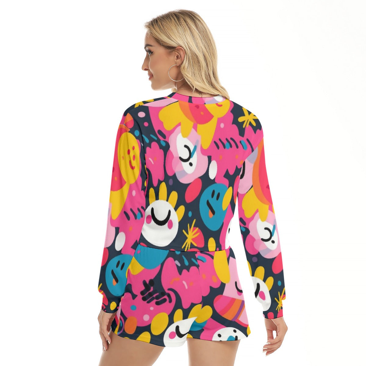 All-Over Print Women's Short Sweatshirt And Pants Suit