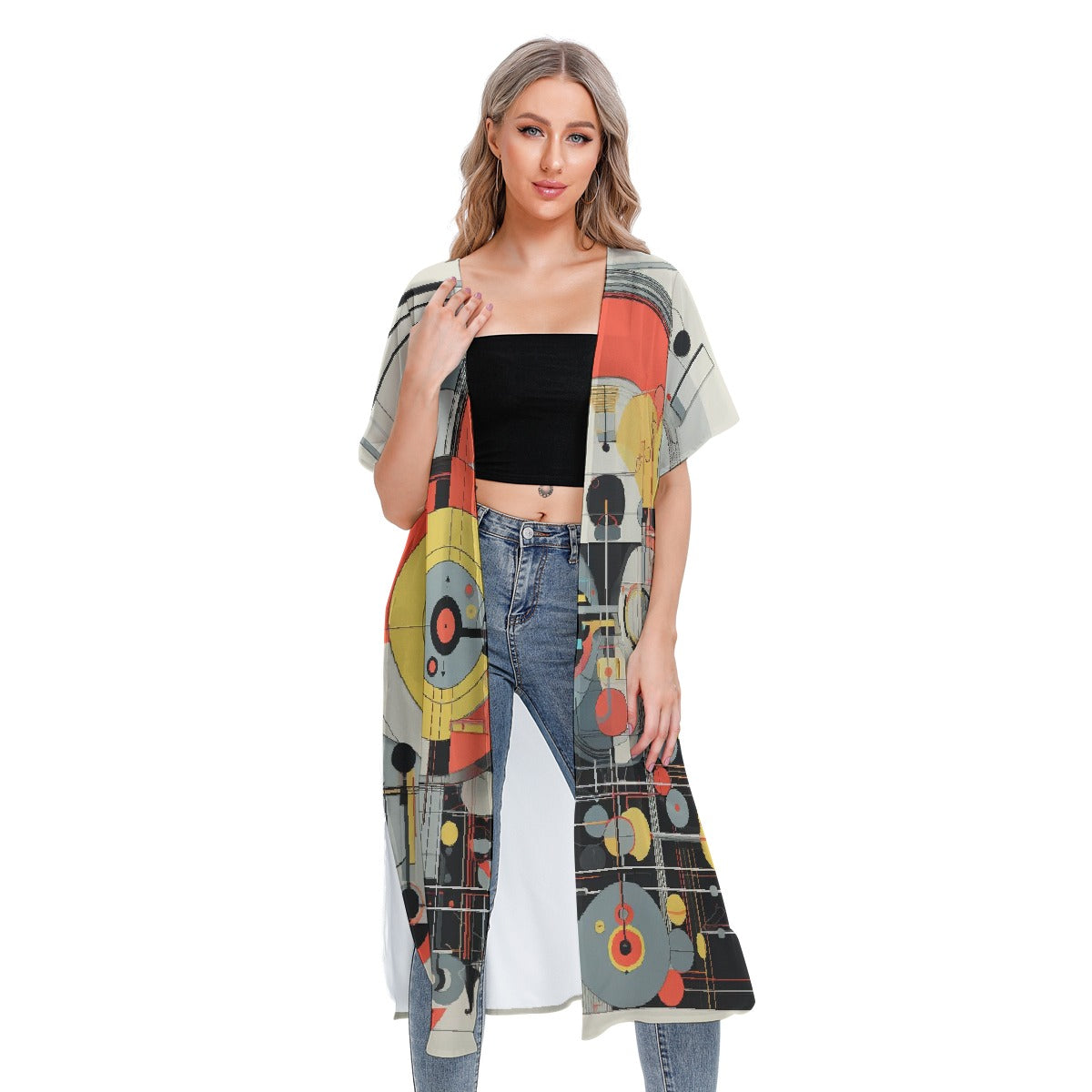 All-Over Print Women's Short Sleeve Cardigan