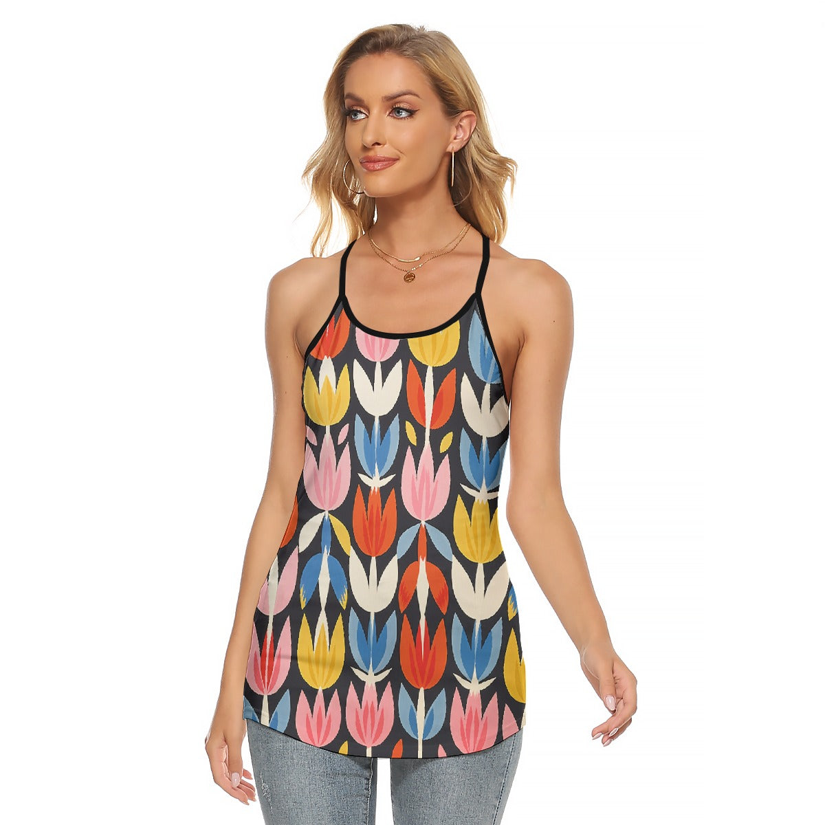 All-Over Print Women's Criss-Cross Open Back Tank Top