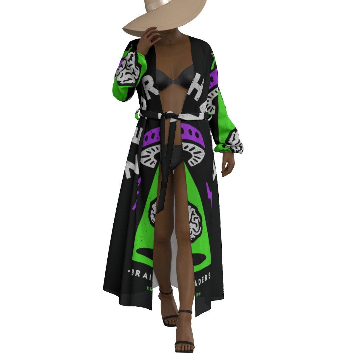 All-Over Print Women's Lace-up Chiffon Robe