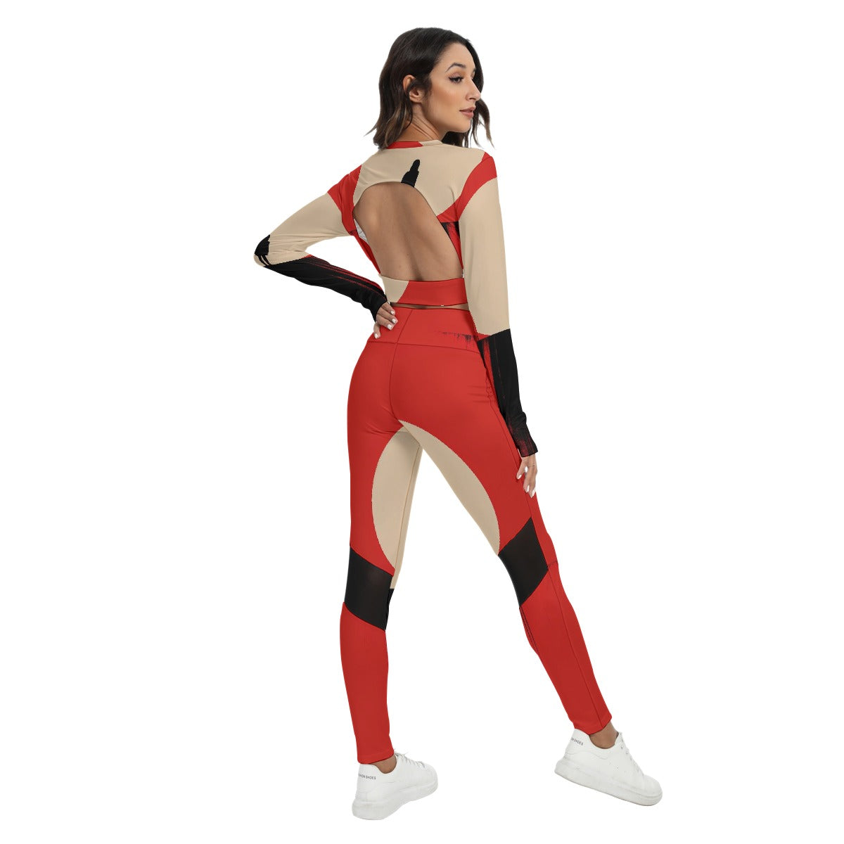 All-Over Print Women's Sport Set With Backless Top And Leggings