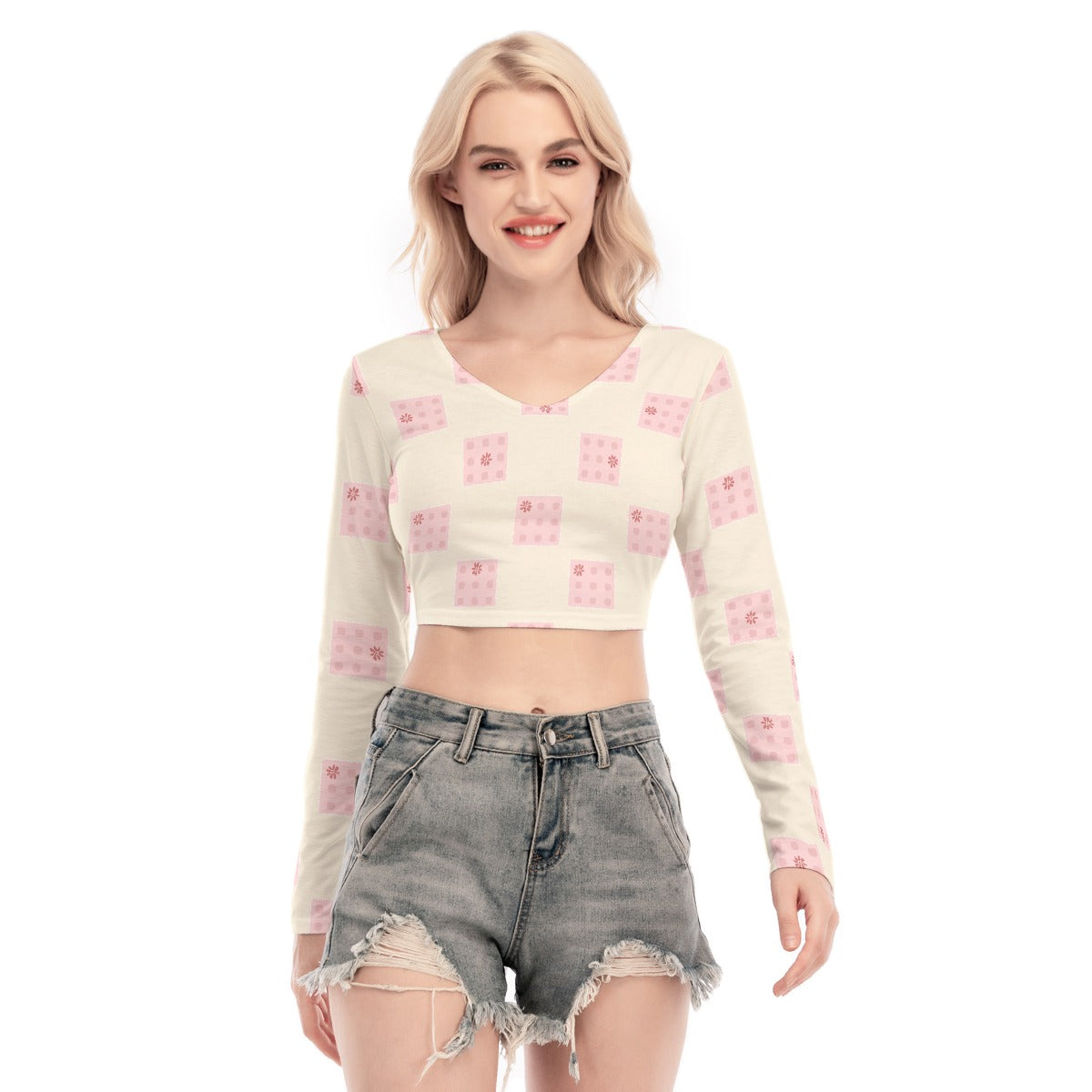 All-Over Print Women's Back Hollow T-shirt With Strap