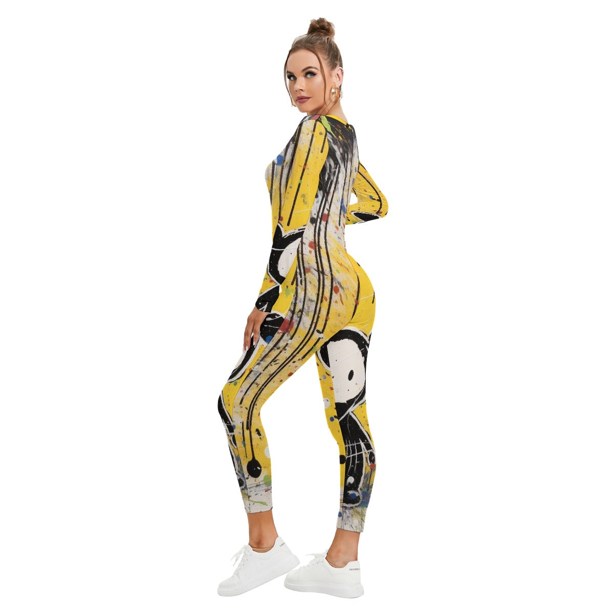 All-Over Print Women's Plunging Neck Jumpsuit