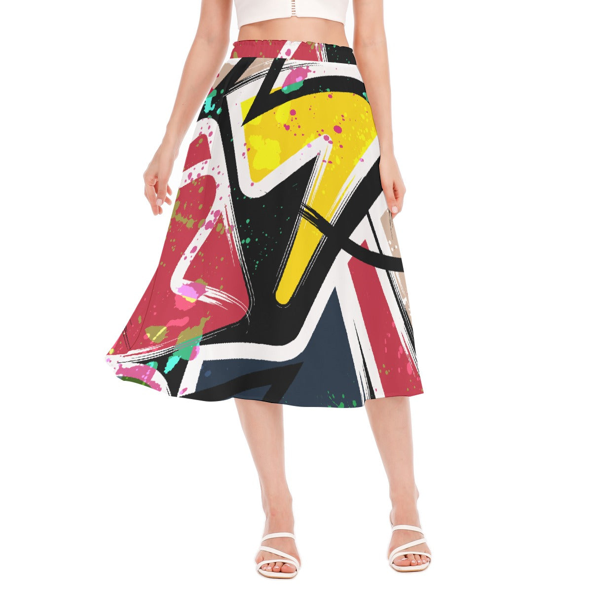 All-Over Print Women's Long Section Chiffon Skirt