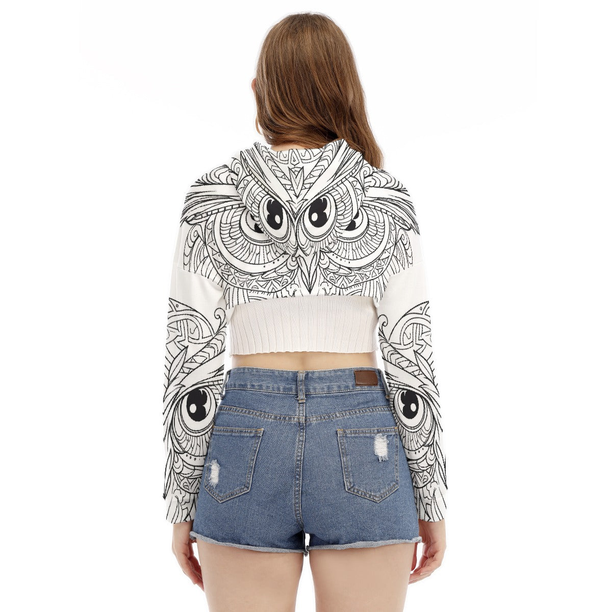 All-Over Print Women's Smock Short Hoodie With Long Sleeve
