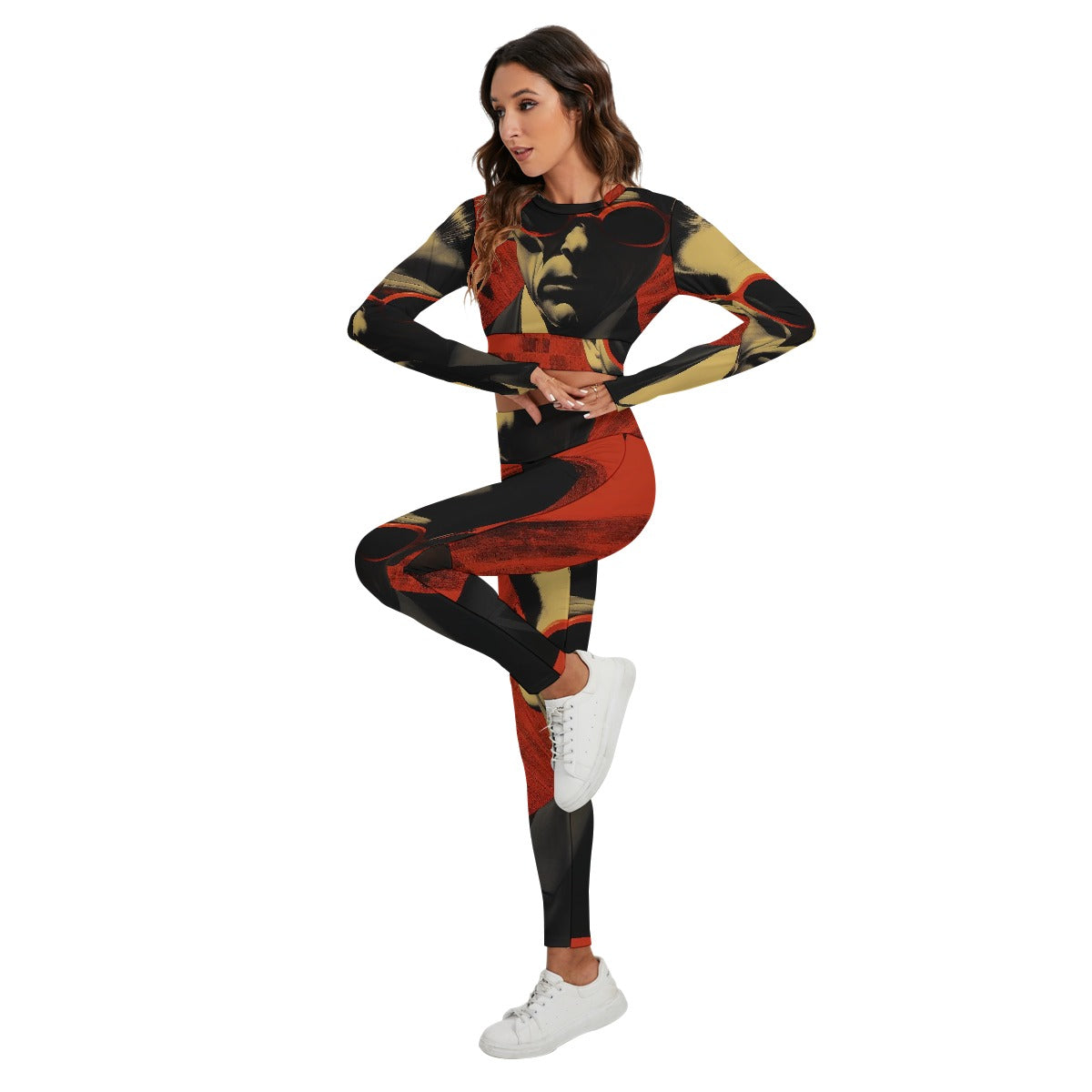 All-Over Print Women's Sport Set With Backless Top And Leggings