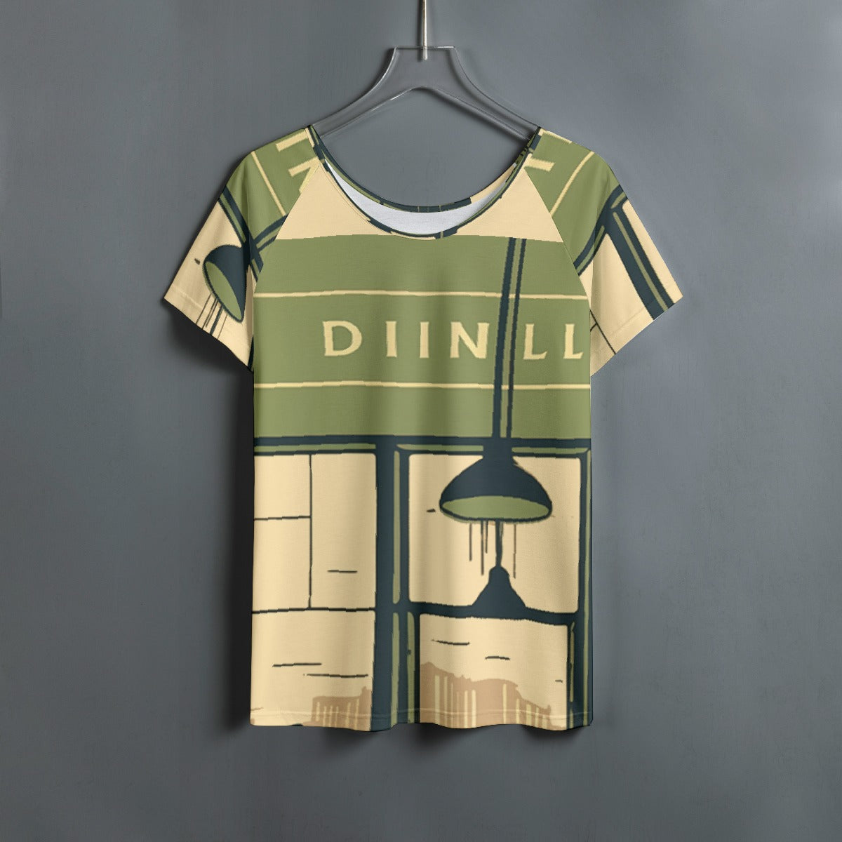 All-Over Print Women's Round Neck T-shirt With Raglan Sleeve