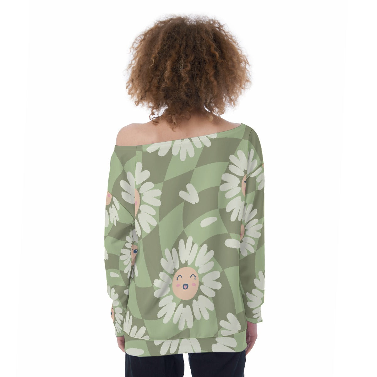 All-Over Print Oversized Women's Off-Shoulder Sweatshirt