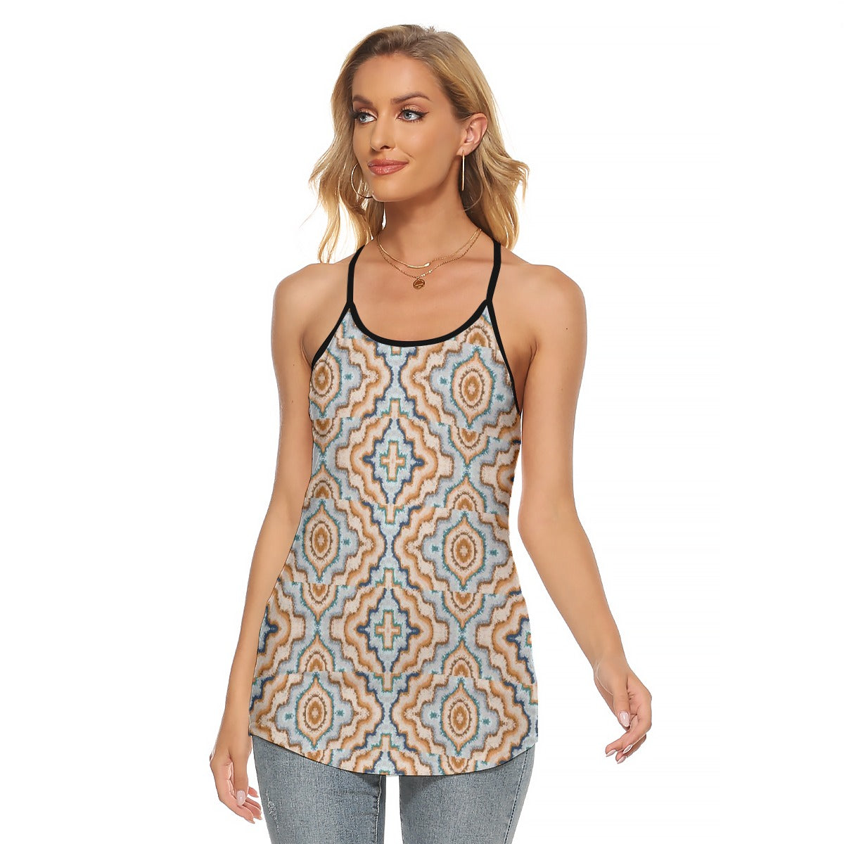 All-Over Print Women's Criss-Cross Open Back Tank Top