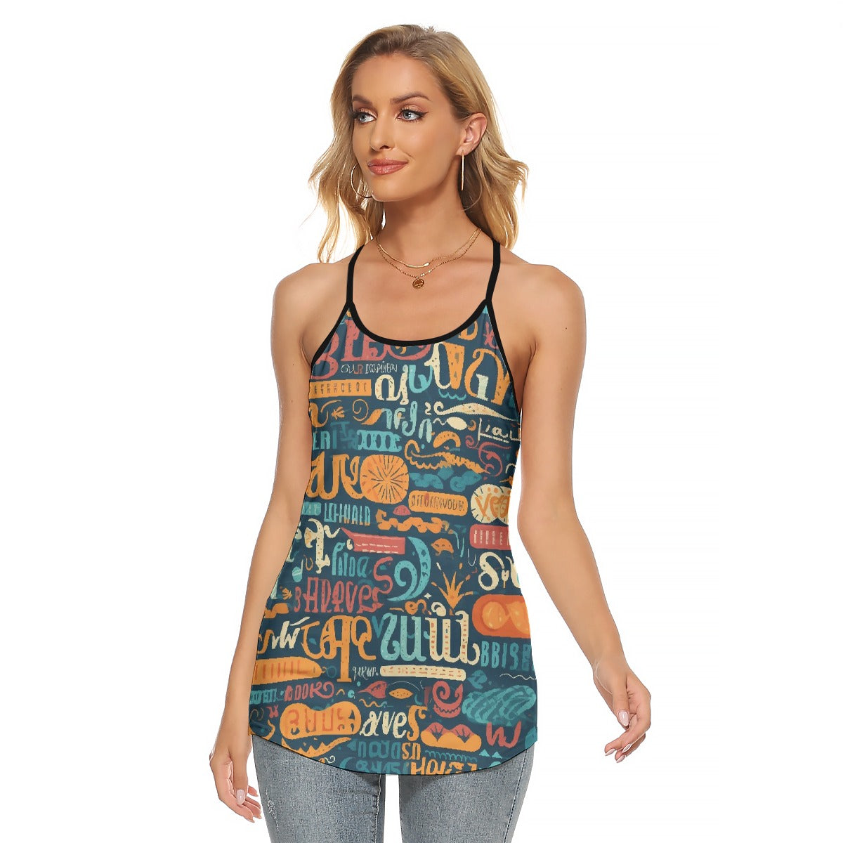 All-Over Print Women's Criss-Cross Open Back Tank Top