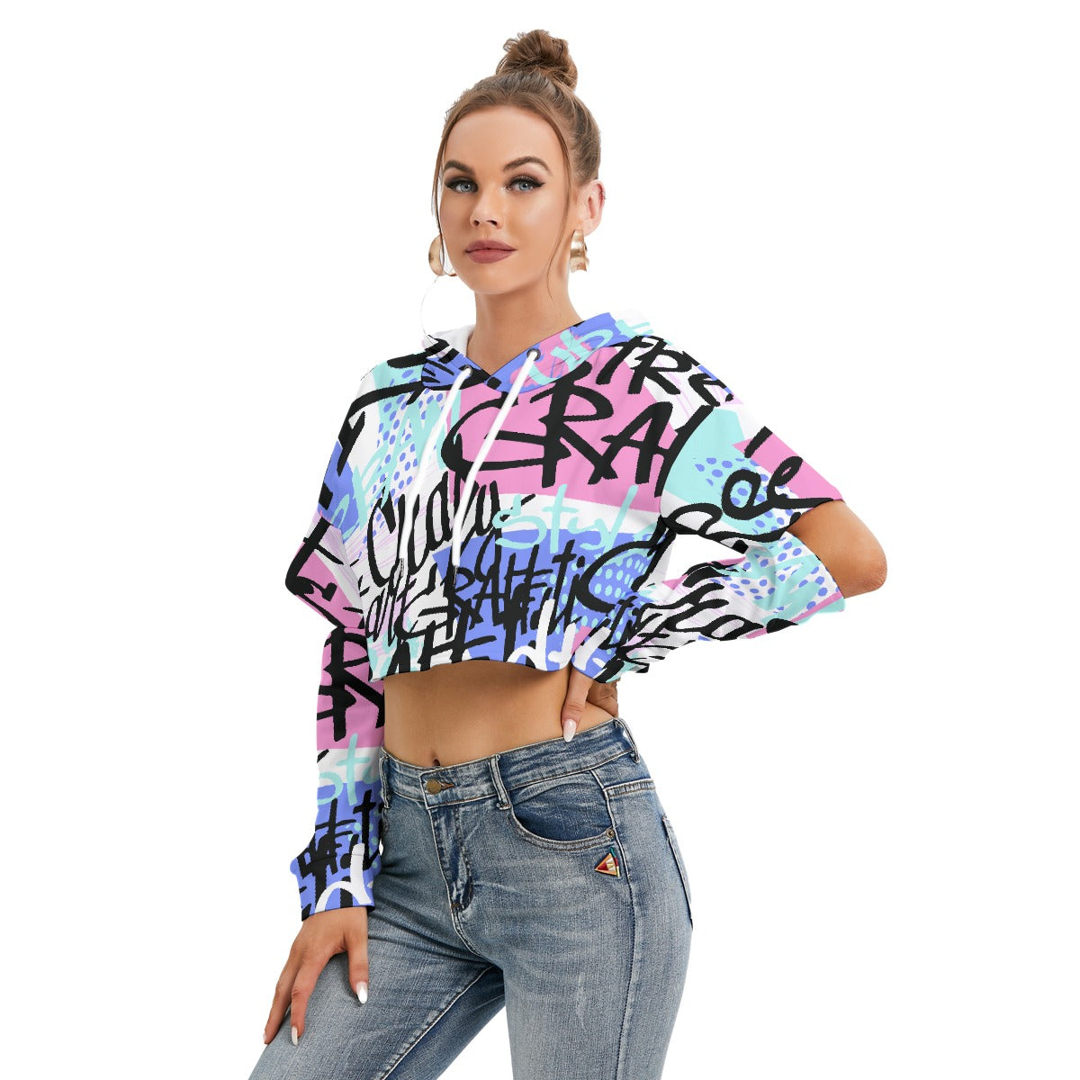All-Over Print Women's Heavy Fleece Hoodie With Hollow Out Sleeve