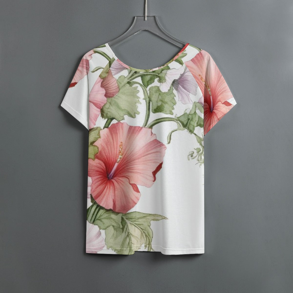 All-Over Print Women's Round Neck T-shirt With Raglan Sleeve